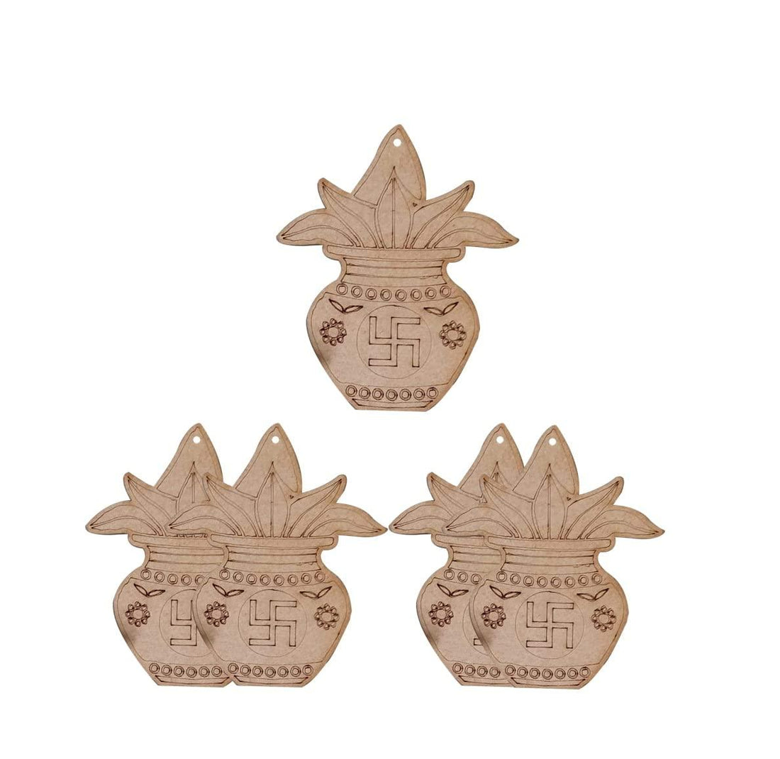 Haoser 3.5 inch Pre-Marked Kalash MDF Cutout for Art and Craft | DIY Decorative Kalash Shape | Perfect for Crafting and Painting Projects|Art Work Hanging Ornaments Decoration for Puja Function - Haoser