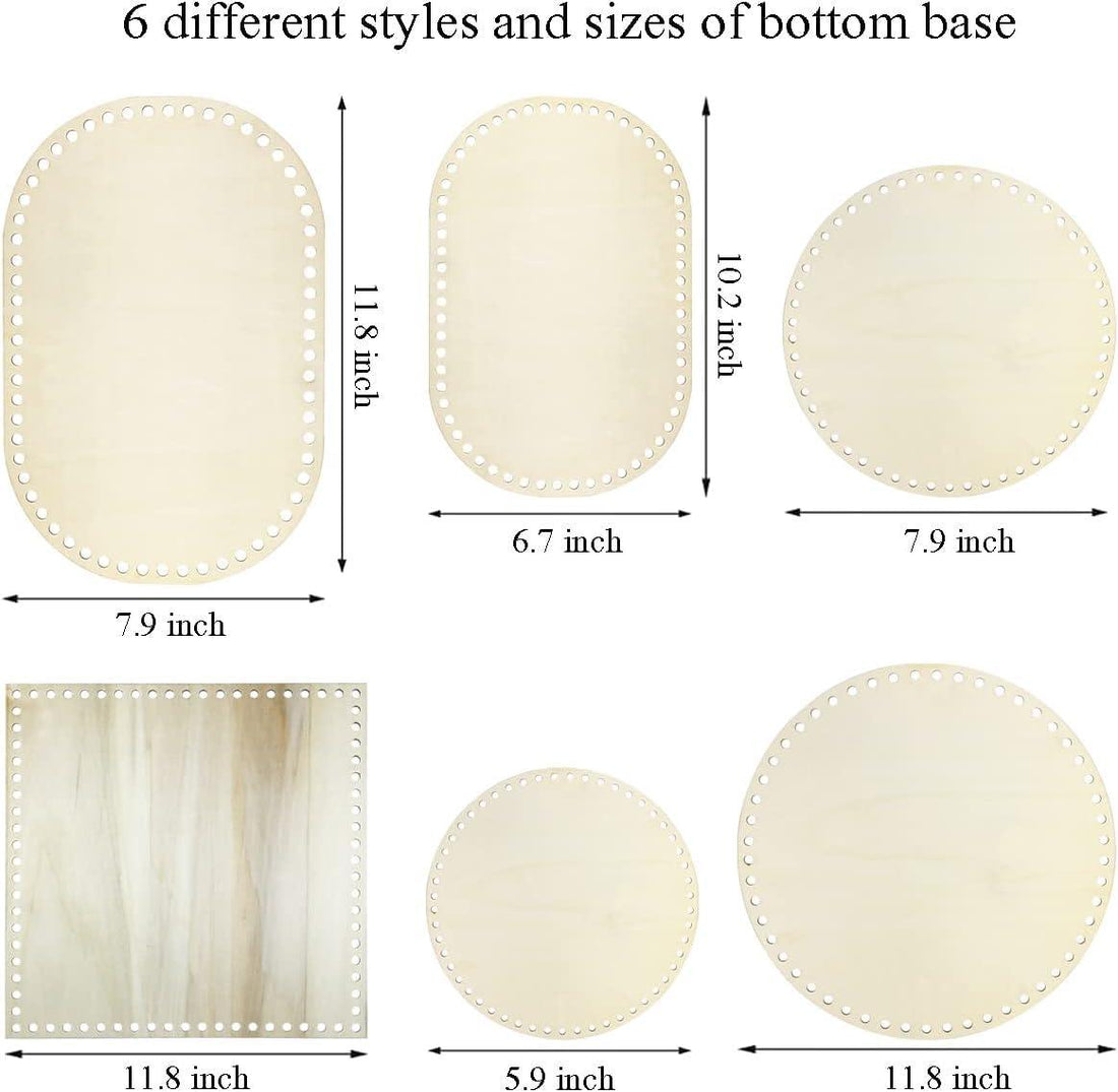 Haoser 6 Pieces 3 Styles Wooden Crochet Bag Bottom Oval Crochet Basket Wood Base Blank Wooden Basket Bottoms Shaper for DIY Basket Weaving Crochet Supplies DIY Bag Shoulder Bags Purse Making - Haoser
