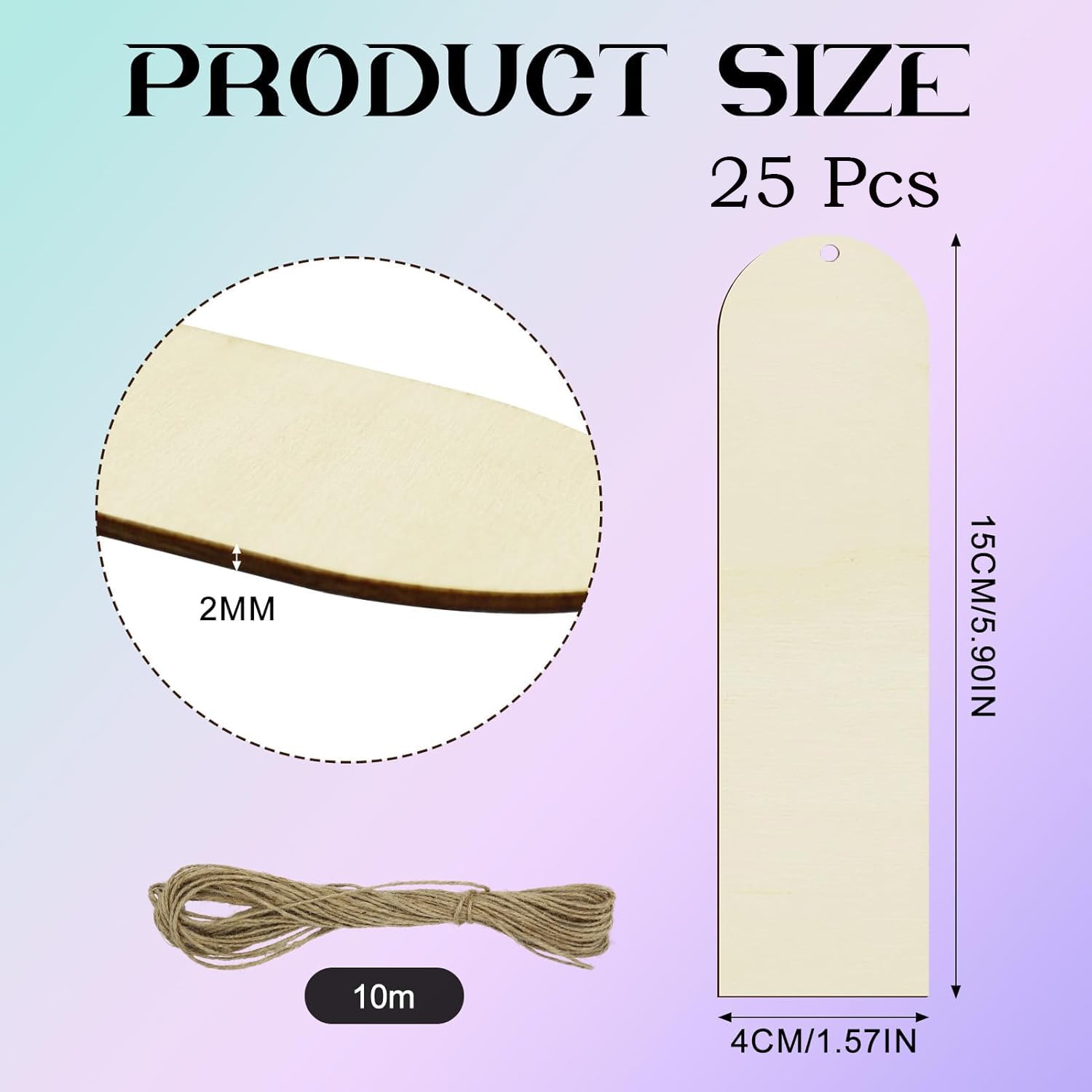25 PCS Unfinished Wood Bookmarks – Arch MDF Bookmarks Cutuots with Rope | DIY Blank Bookmarks for Painting