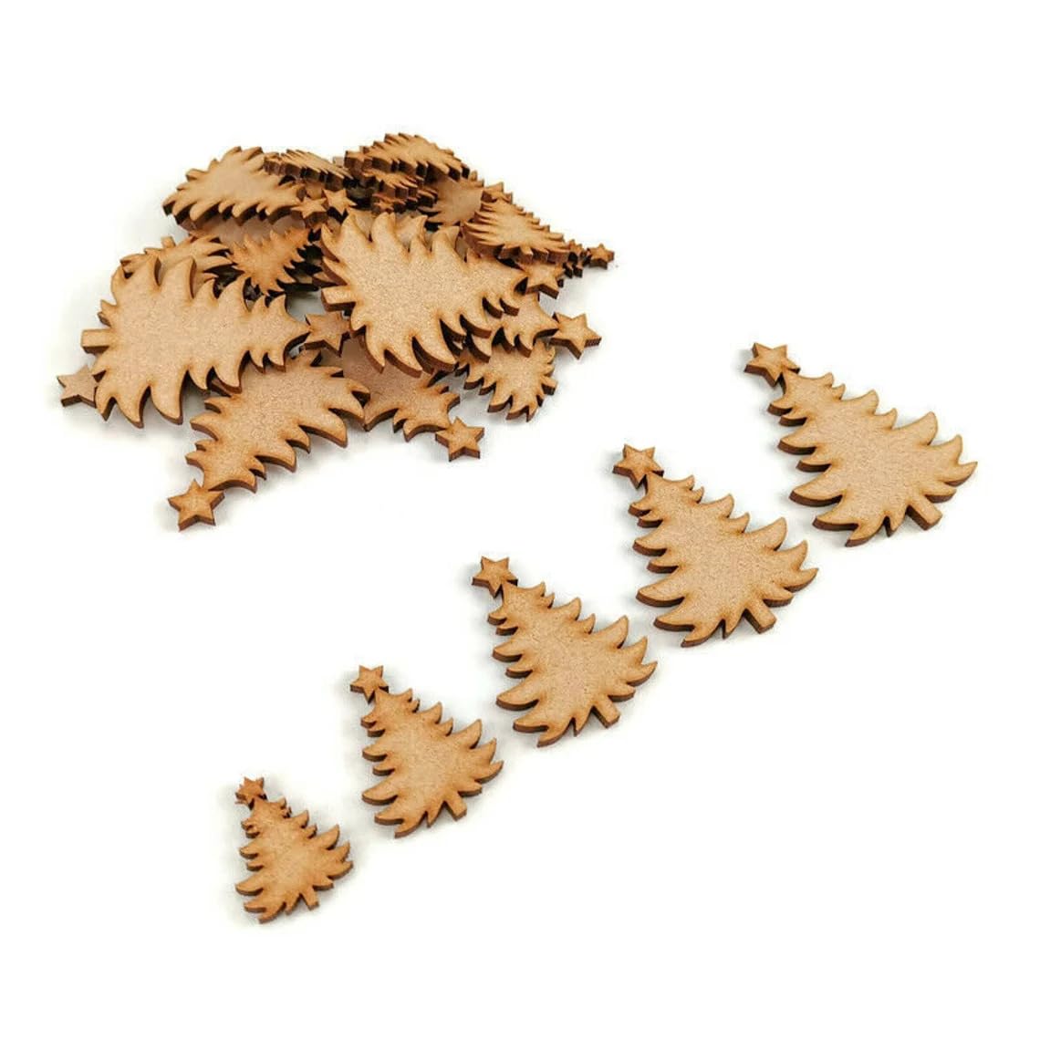 Wooden MDF Pack of 10 Classic Christmas Tree Cutouts | 4 Inch Craft Shapes for DIY Projects, Gift Tags, Holiday Decorations & Embellishments