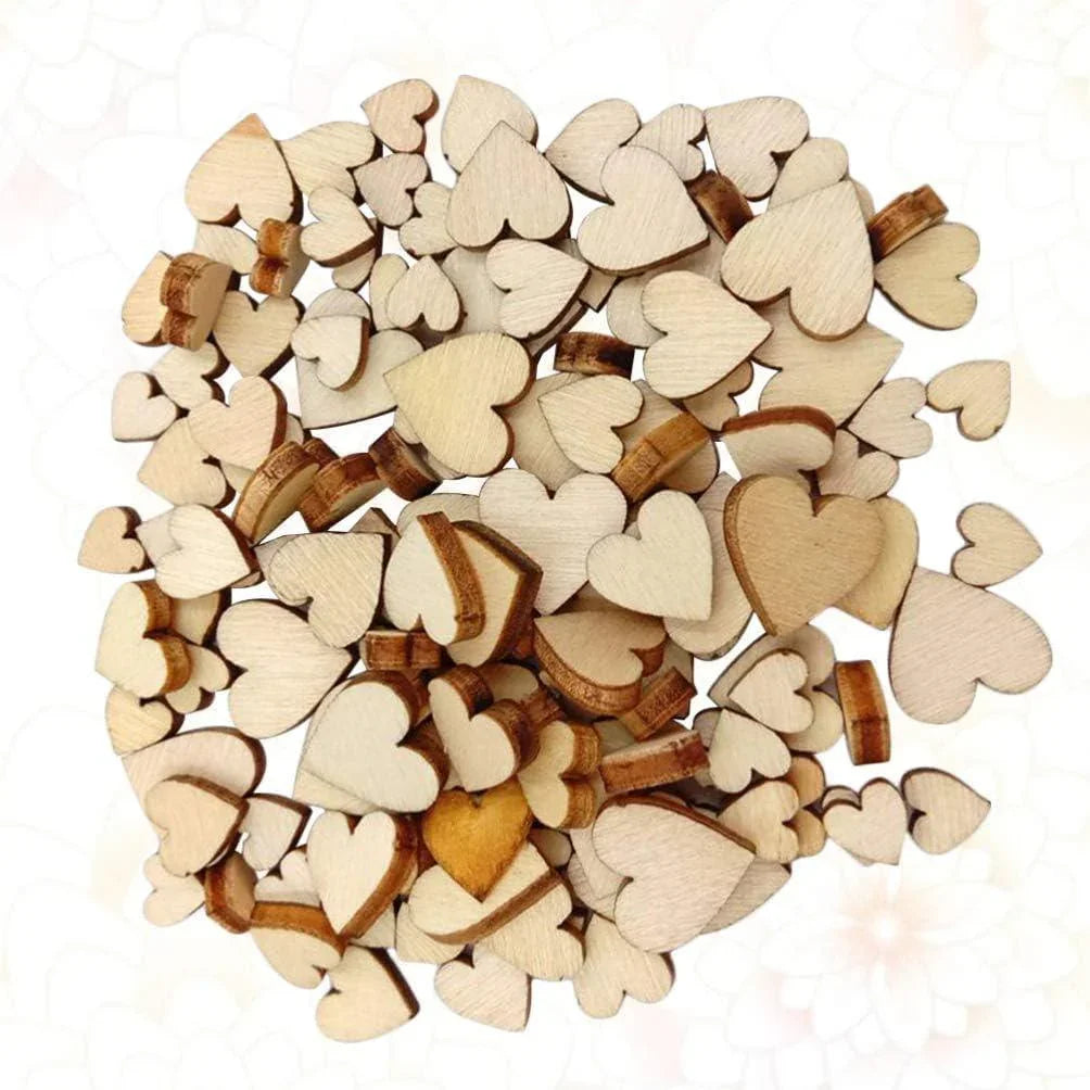 Haoser 100pcs Heart-Shaped Wooden Slices Craft Embellishments Wood Pieces Manual Accessories Wooden Hearts,Unfinished Wood Crafts,Wooden Hearts for Crafts,Heart Decor for DIY Art (6-12mm) (Mixed Size) - Haoser