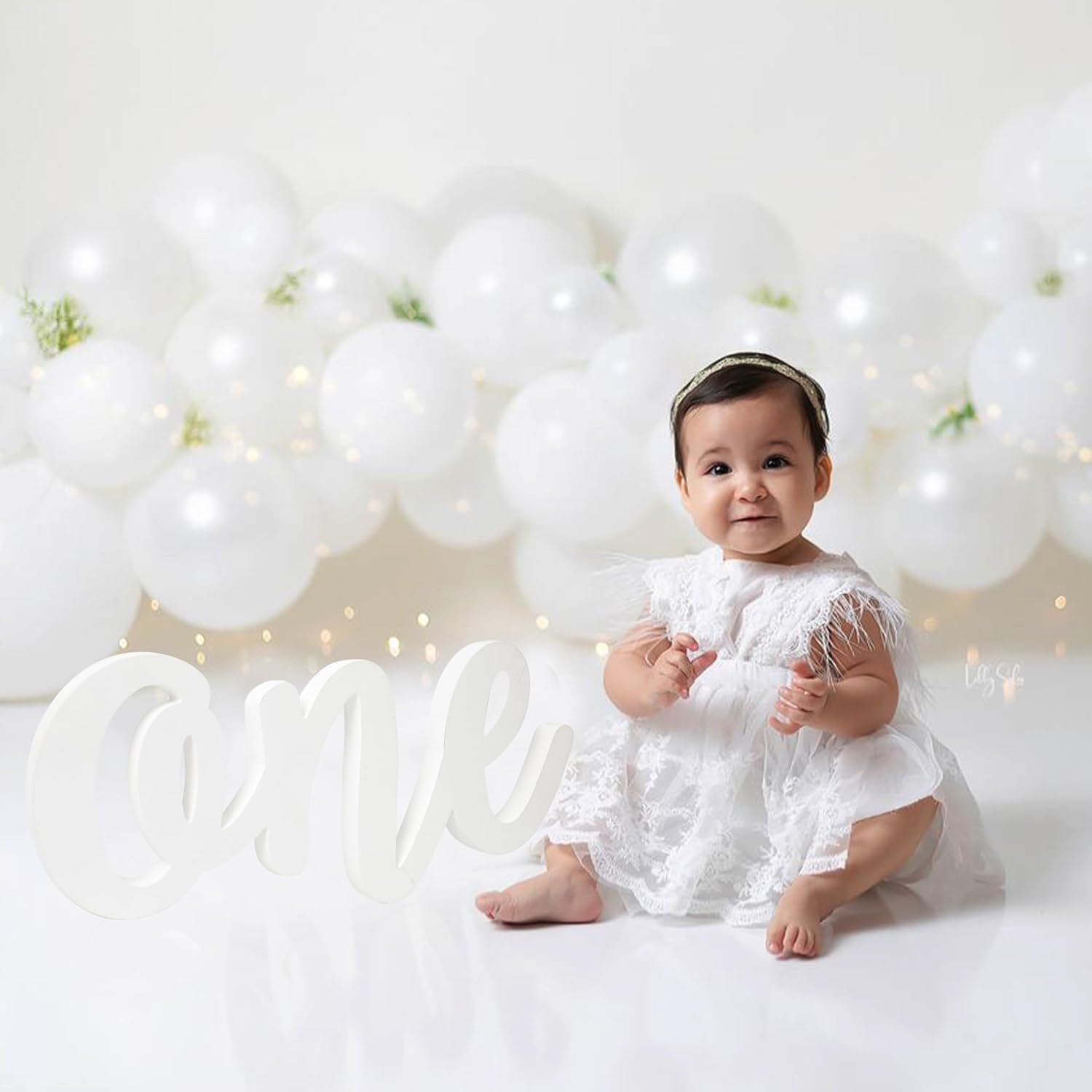 Wooden 1st Birthday Sign – White “ONE” Number Sign Cutout | First Birthday Party Decor