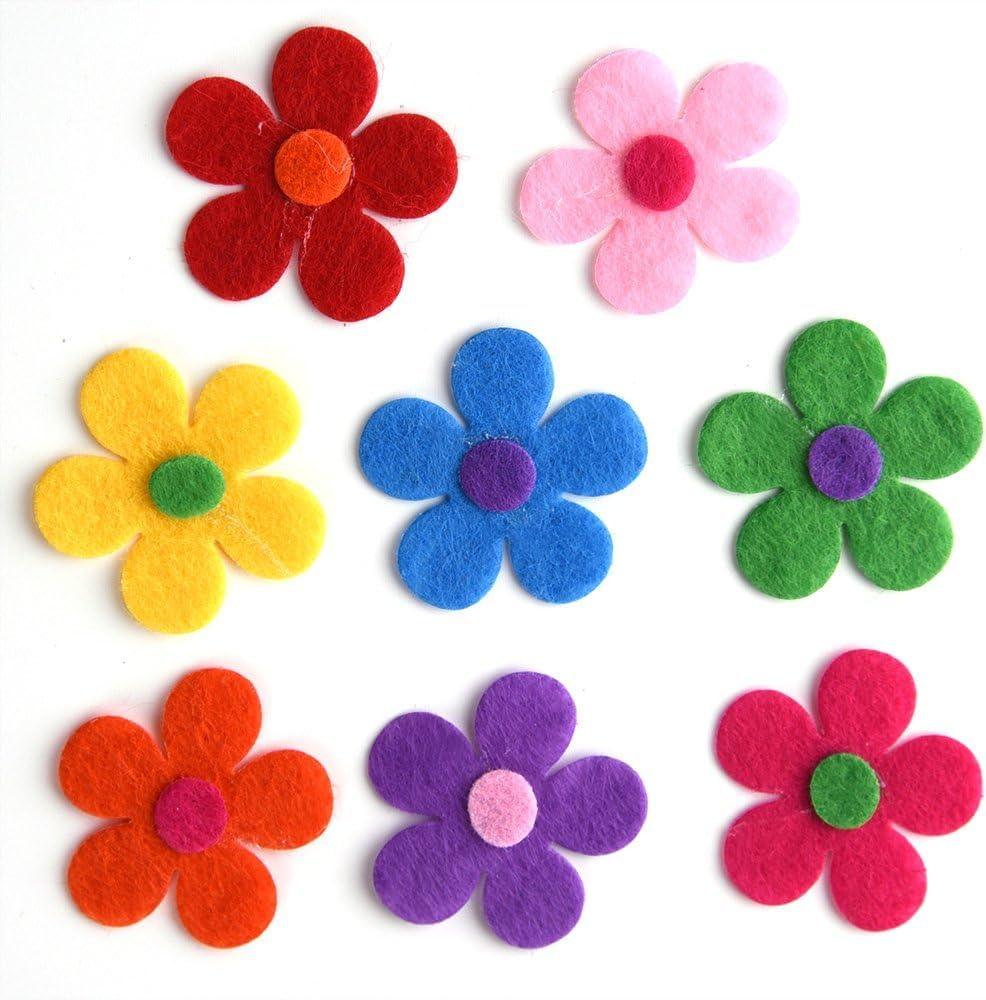 Haoser 50 Pieces Felt Flowers Fabric Flower, Felt Flowers for Craft - Haoser