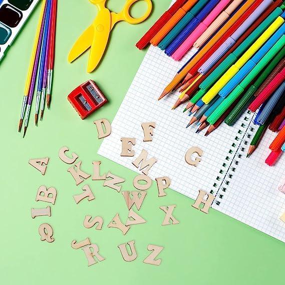 Haoser MDF Wooden Alphabets 4 Set (4 Pcs Each) - Art and Craft Purpose - Wooden Capital Letters - Haoser