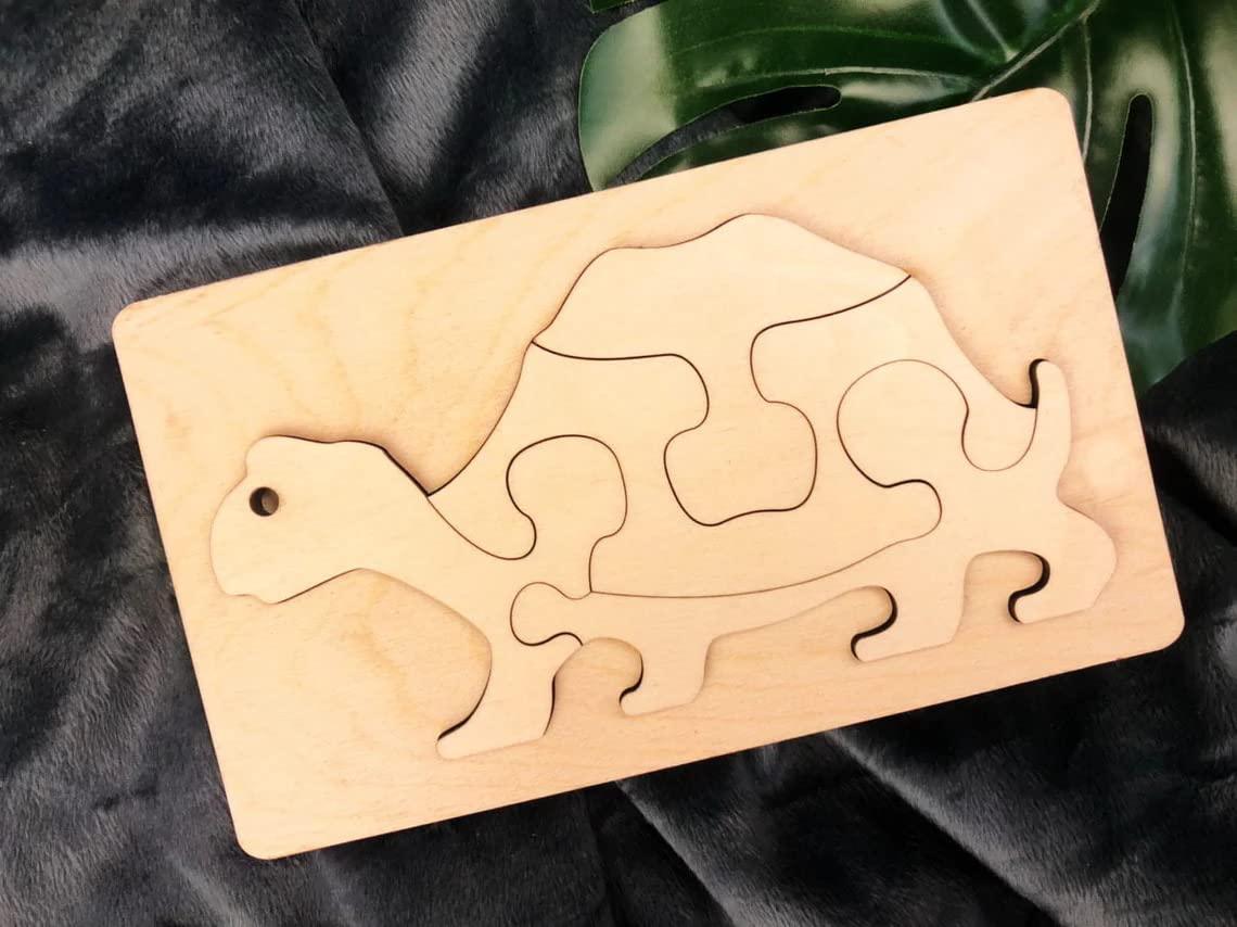 Haoser Turtle Puzzle for Child | Turtle Puzzle,Animals Puzzle for Preschool Kids,Puzzles for Kids, Wooden Puzzle for Kids Brain (H-P3-TurtlePUZZALS-P1_8X6IN) - Haoser