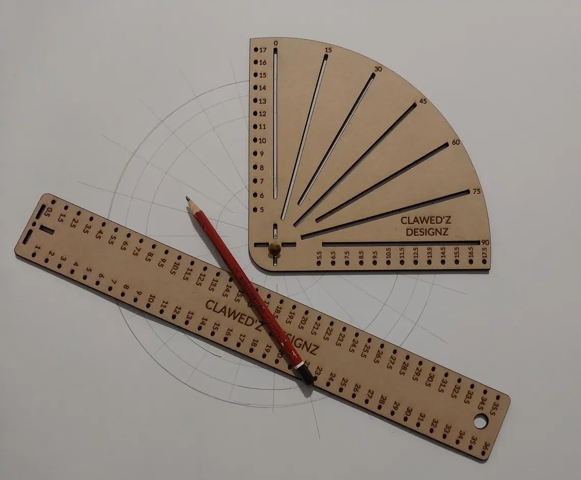 Circle Maker & Circle Segment Marker Tools – DIY Mandala Design Templates Set for Dotting Art, Acrylic Painting, Crafts & Drawing – Large Circle (70cm) & Small Circle (43cm) Ruler