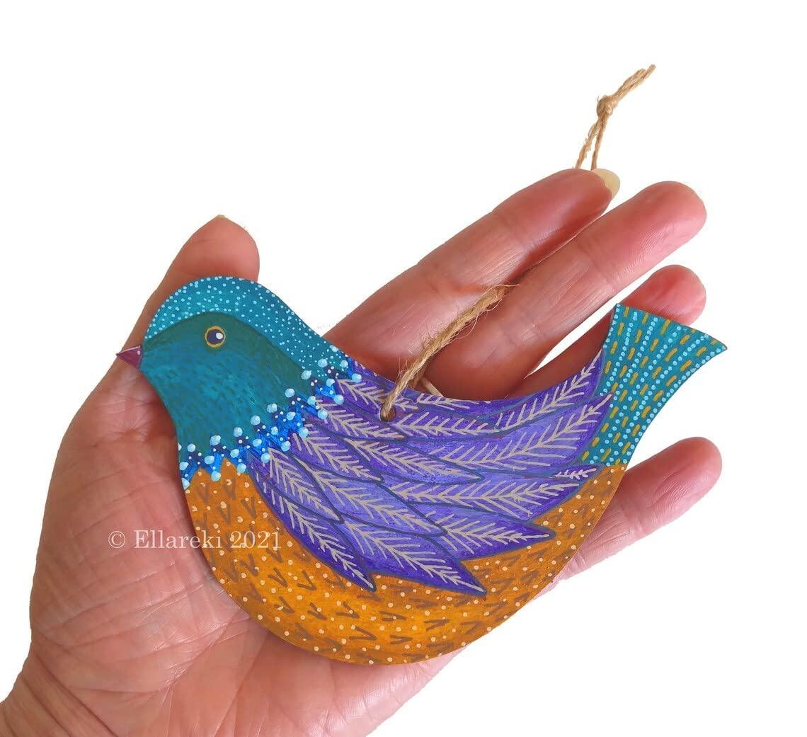 Haoser Birds Cutouts Shaped Wood DIY Craft Cutout Hanging Ornaments with Hole Hemp Ropes Gift Tag for Wedding Birthday Christmas Decoration (3.8x2.4 in, 15 Pcs) - Haoser