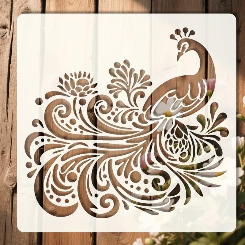 Peacock Painting Stencil | Reusable Plastic Craft Stencil | Decorative Peacock Template