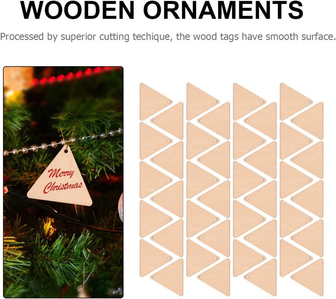 Haoser 20 Pieces 3 Inches Wooden Cutouts for Crafts Triangle Wood Cutout Unfinished Painting Wooden Pieces Slices with Hole Pendant Ornaments - Haoser