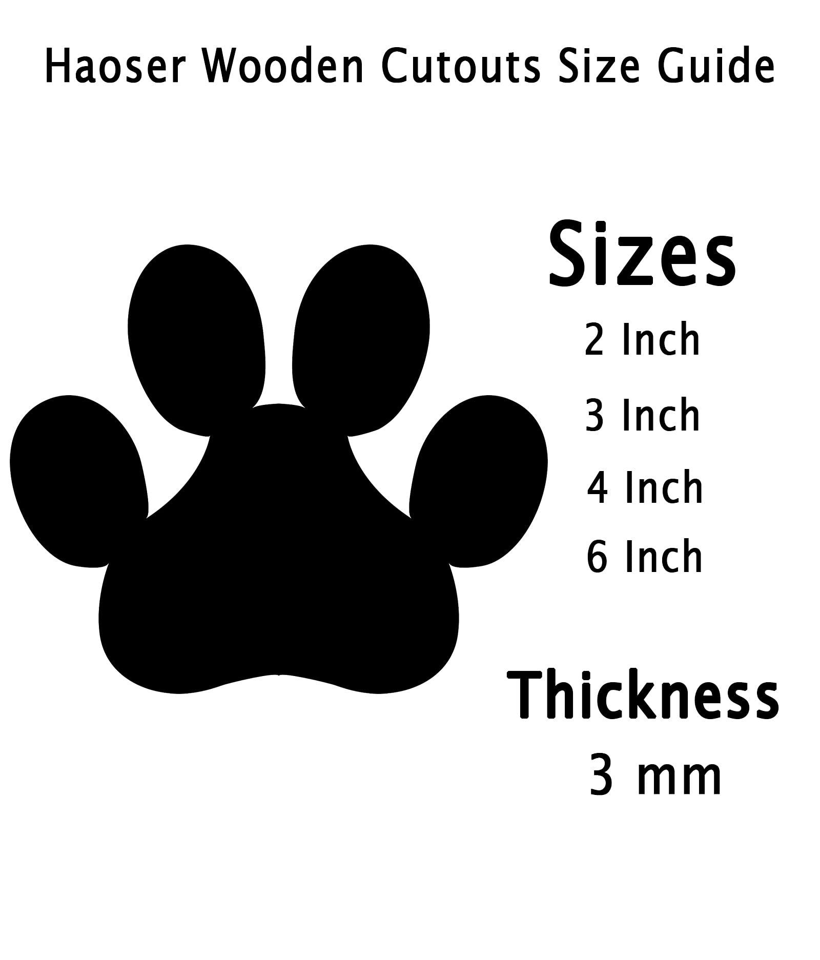 Haoser 3mm Wooden Dog Feet Cutouts for Scrapbooking Arts Crafts DIY Decoration Display Décor - Haoser