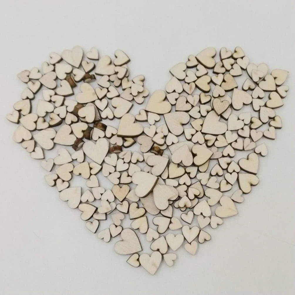Haoser 100pcs Heart-Shaped Wooden Slices Craft Embellishments Wood Pieces Manual Accessories Wooden Hearts,Unfinished Wood Crafts,Wooden Hearts for Crafts,Heart Decor for DIY Art (6-12mm) (Mixed Size) - Haoser