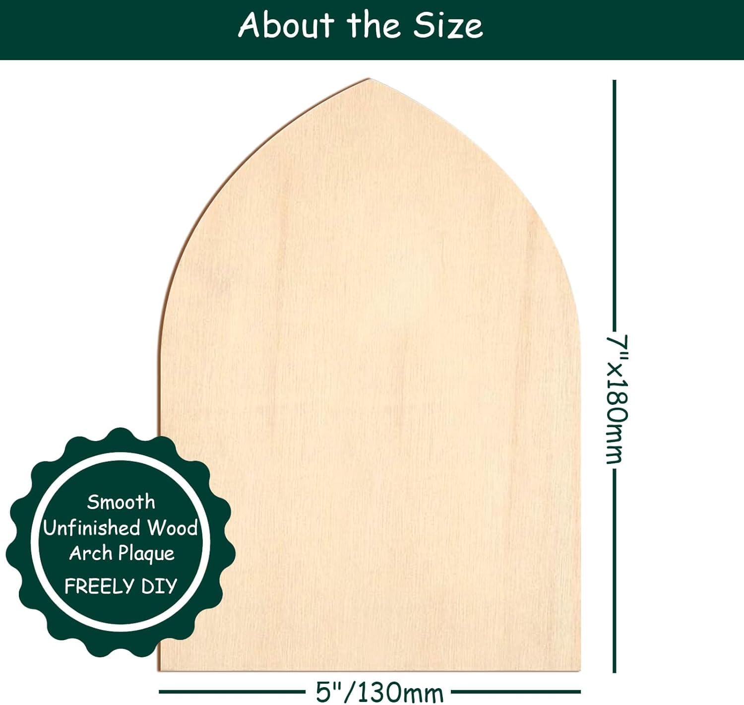 12 Pack Gothic Arch Wood Plaques – MDF Shield Plaques | Unfinished Wood Gothic Arch MDF Cutouts