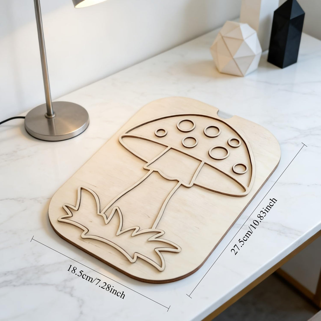 Mushroom Shape Wooden Decorative Tray with Lid | Table Centerpiece Organizer for Home Decor
