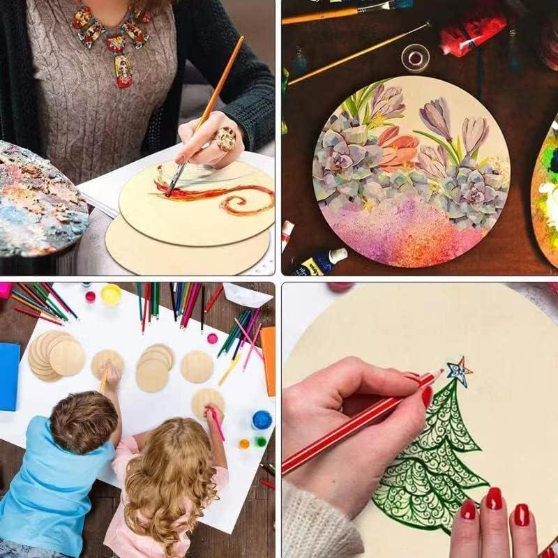 Haoser Round Circle MDF Pine Wood 2.5mm Thick 4 inch MDF Board for Art and Craft Unfinished Round Wood Slices for Resin Art, Mandala Art,Pyrography, Painting (3 INCH, Set of 10) - Haoser