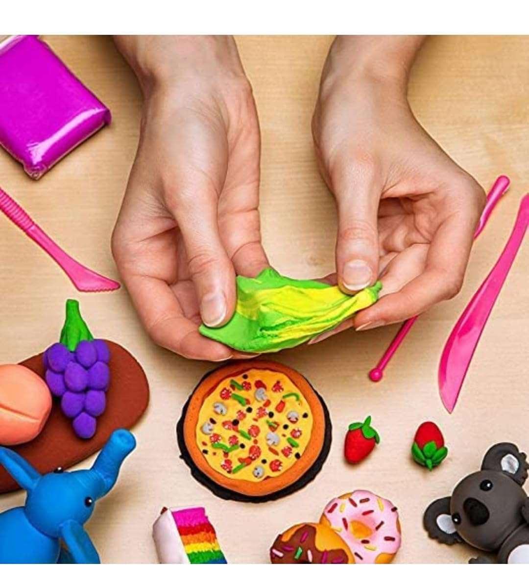 Haoser 12 Colors Air Dry Magic Clay, Ultra-Light Creative Art and Craft Air Dry Super Clay with Carving Molding Tools Kit for Kids (Pack of 1) Animal Decoration Accessories, Kids Art Crafts Best Gift - Haoser