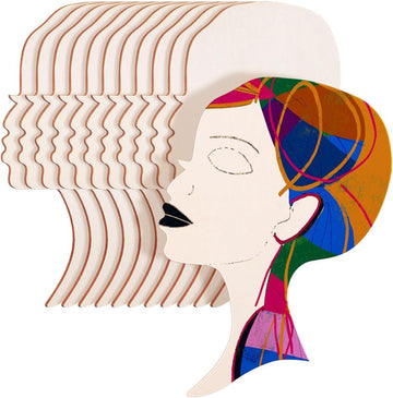 12 Pcs African Woman Face Silhouette Wooden Cutouts for DIY Craft