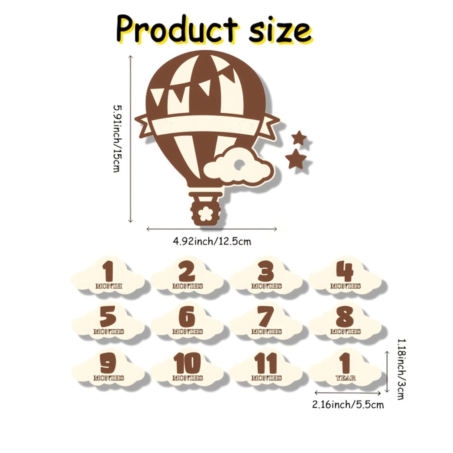 Baby Monthly Milestone Wooden Photo Prop Set (15 Pcs) | Baby Milestone Cards Wall Decor | Newborn Monthly