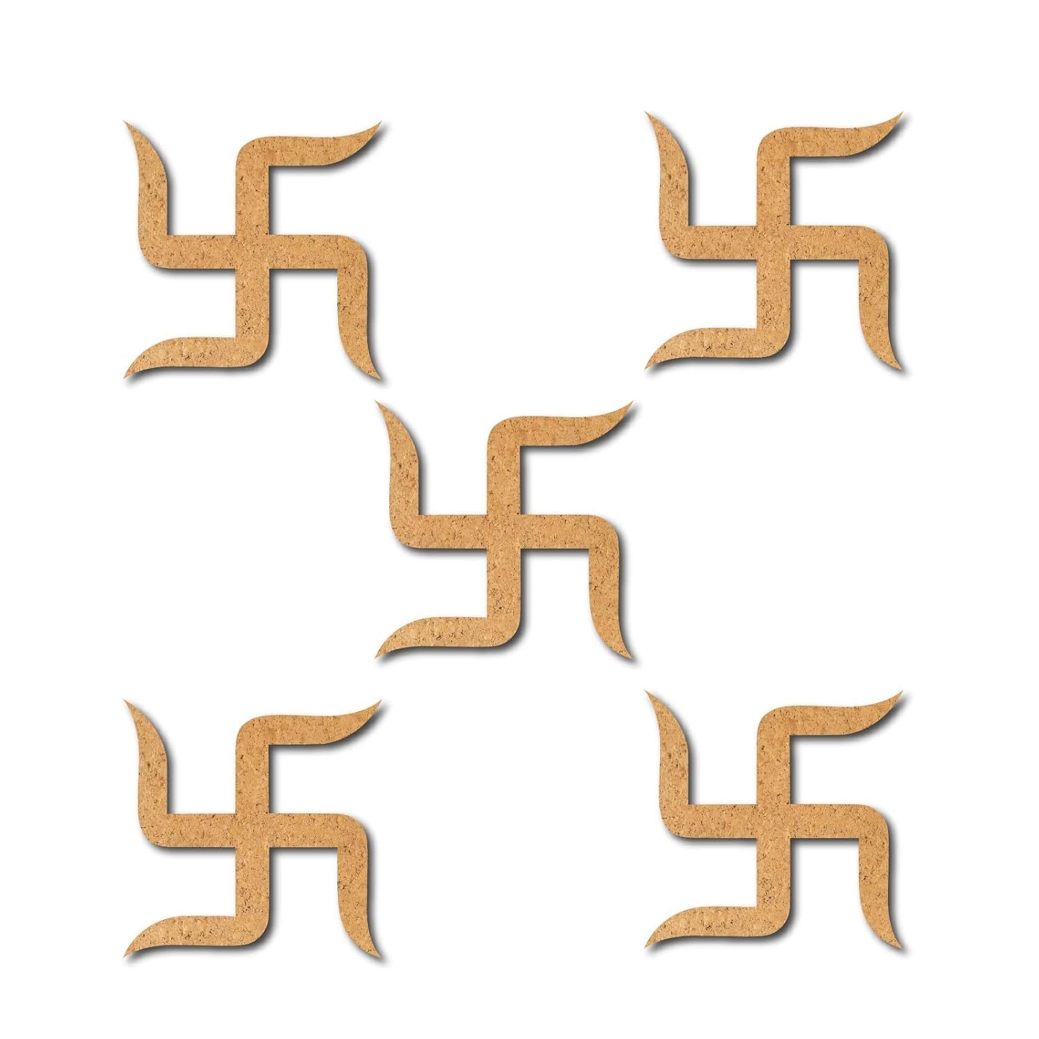 Pack of 12 Swastik Wooden MDF Cutouts (5 x 5 Inch) | Unfinished Craft Base | Hindu Symbol for Diwali Decor, DIY Painting, Lippan Art, Pooja Room & Festive Decoration
