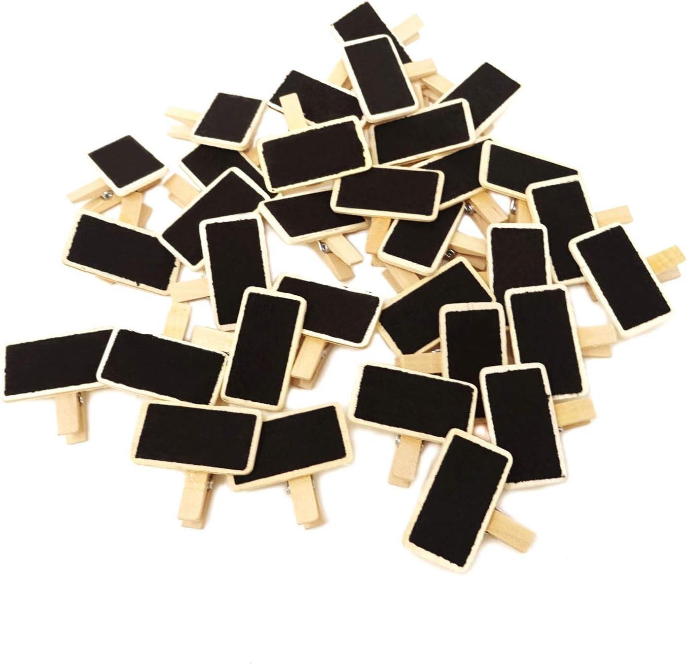 Haoser 12 Mini Retangle Chalkboard Blackboard with Wooden Clip Message Board Signs and Labels Clips - Haoser