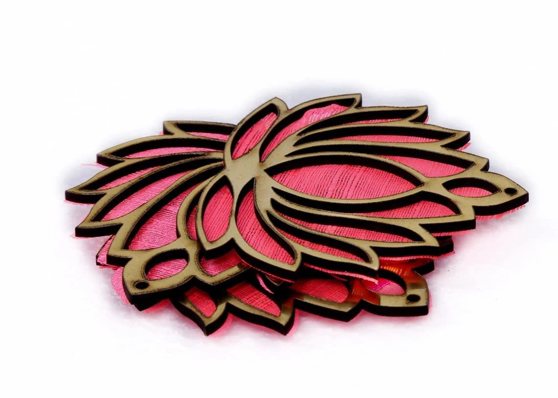 Haoser Pack of 10 Wooden Lotus Cutout for Festival Decorations, Wall Hangings for Temple D?cor, showpieces for Stage D?cor, Pack of 10 (LG 4X 3) All Festival D?cor Lotus Hangings for Home Decoration - Haoser