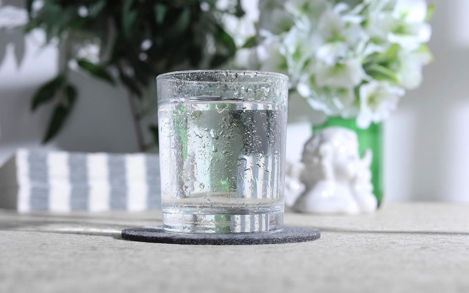 Gray Felt Drink Coasters Round Absorbent Cup Mats for Table Protection