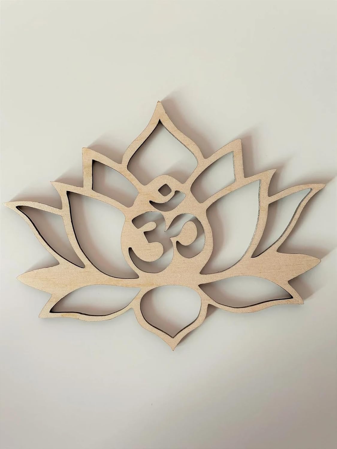 Wooden MDF Om Lotus Flower Cutout | 8 Inch Unfinished Craft Shape | Macrame Mobile Base | Nursery Wall Decor | DIY Wooden Outline for Crafts, Painting & Mandala