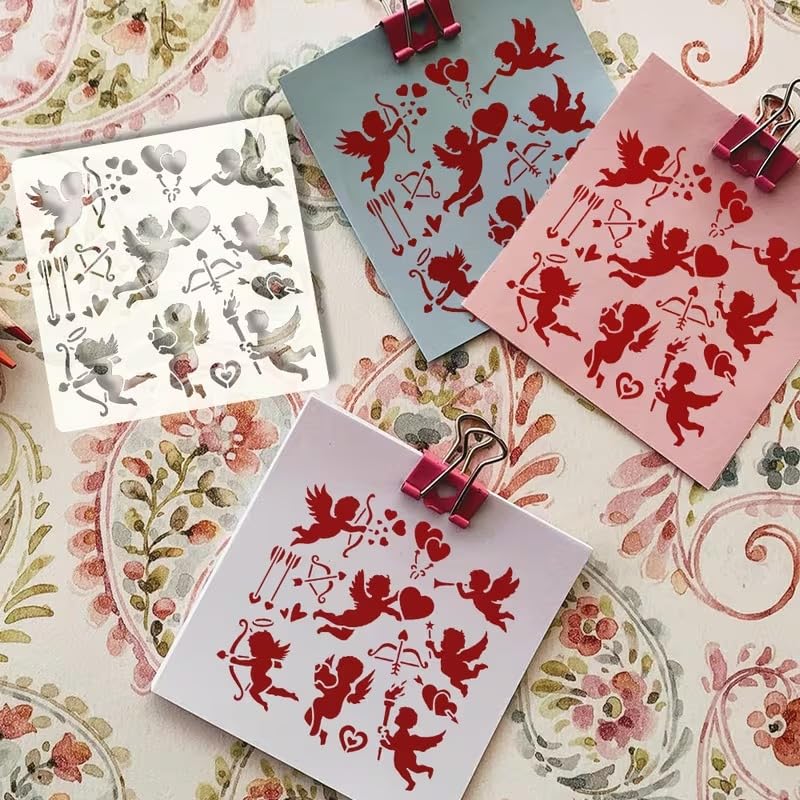 Cupid Love Painting Stencil 6 x 6 Inch | Reusable Craft Stencil | Valentine Cupid Template for Wall Painting