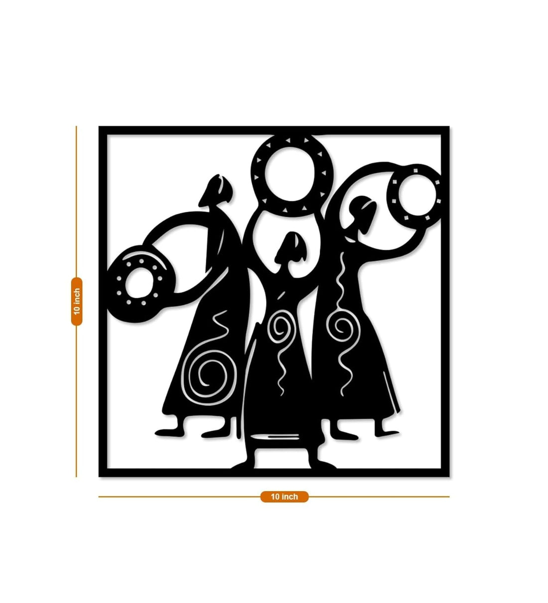 Black Folk Dance Wooden Wall Decor | Traditional Cultural Wall Art Panel for Living Room