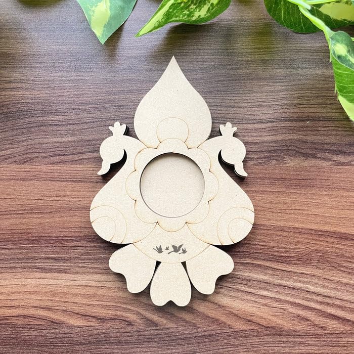 2 Pcs Wooden MDF Tea Light Holder 6x6 Inch – 3 Layered Nested Mandala Design Candle Holder for Diwali, Pooja, Home Decor