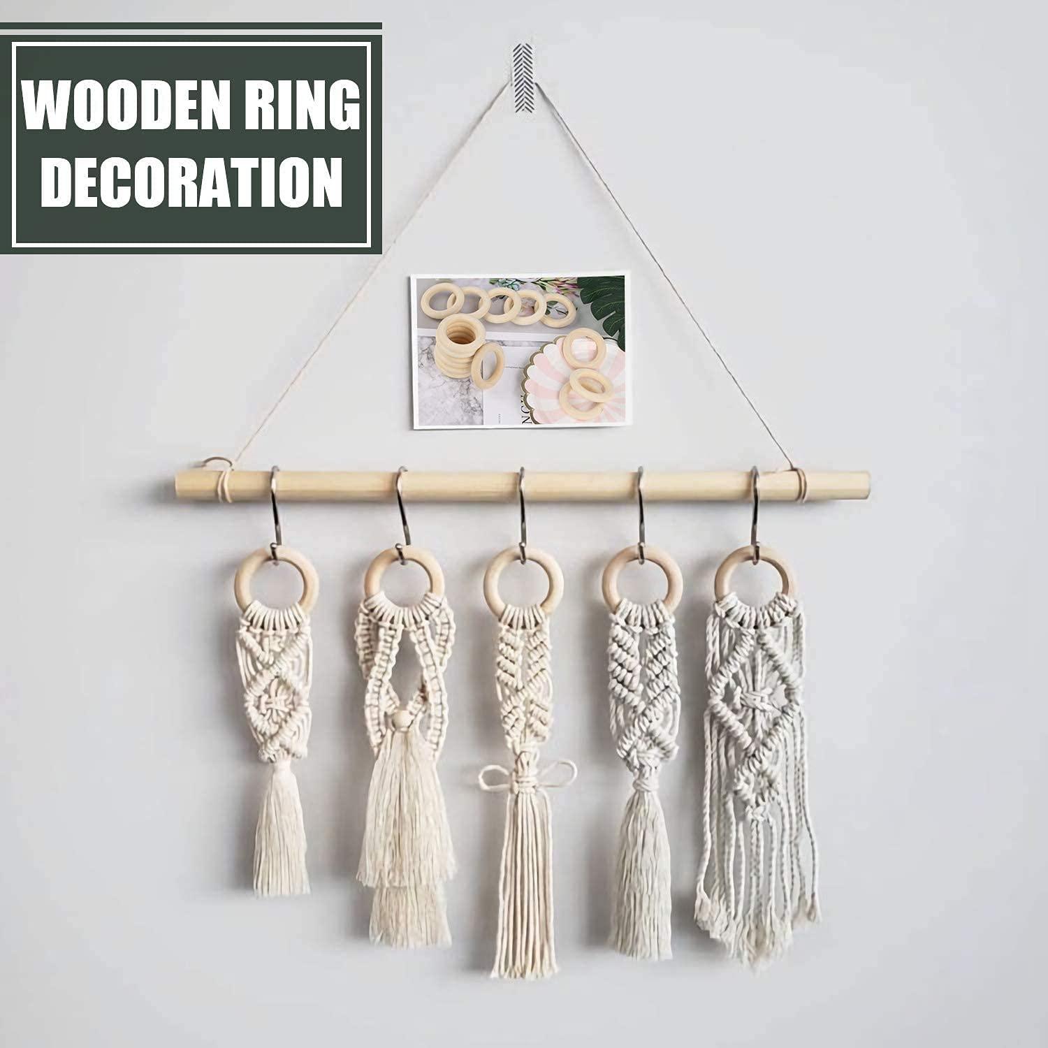 Haoser 10 Pcs 3 Inch DIY Natural Wood Rings for Crafts