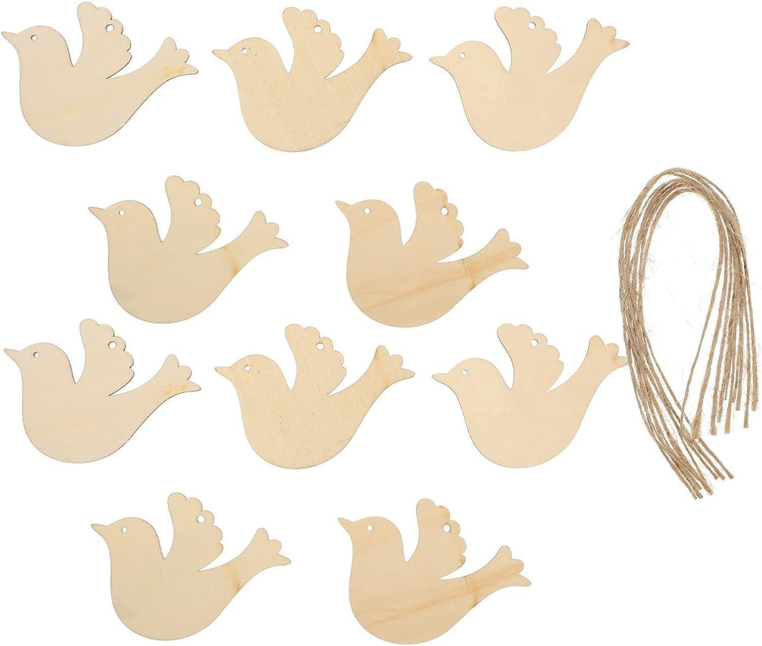 Haoser Wooden Bird Cutouts, Unfinished Wood Birds, Bird Wood Shapes, 12 Piececs Bird Wood DIY Crafts Cutouts,Bird Wood Cutouts,Bird Wood DIY Crafts Cutouts,Hanging Wooden Birds Ornaments - Haoser