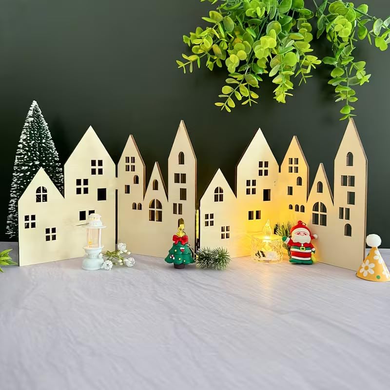 4 Pcs DIY Foldable Fairy Tale Town Building Set – European Village Christmas