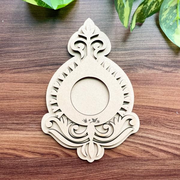 2 Pcs Wooden MDF Tea Light Holder 6x6 Inch – 3 Layered Nested Mandala Design Candle Holder for Diwali, Pooja, Home Decor