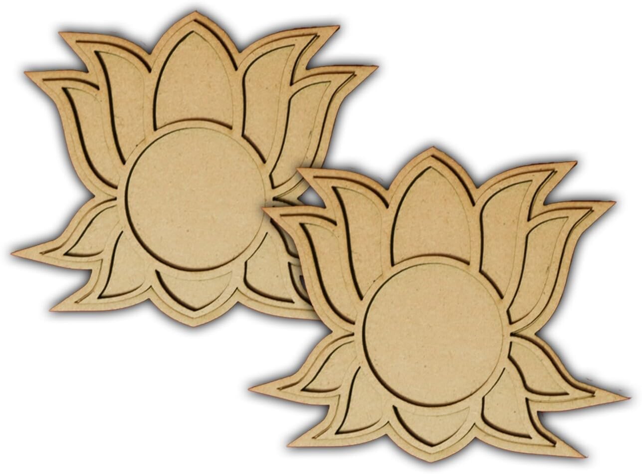 Pack of 2 Wooden Tealight Holders for Home & Office Décor | Pine MDF Elegant Candle Stand for Puja, Diwali, Living Room & Table Decoration