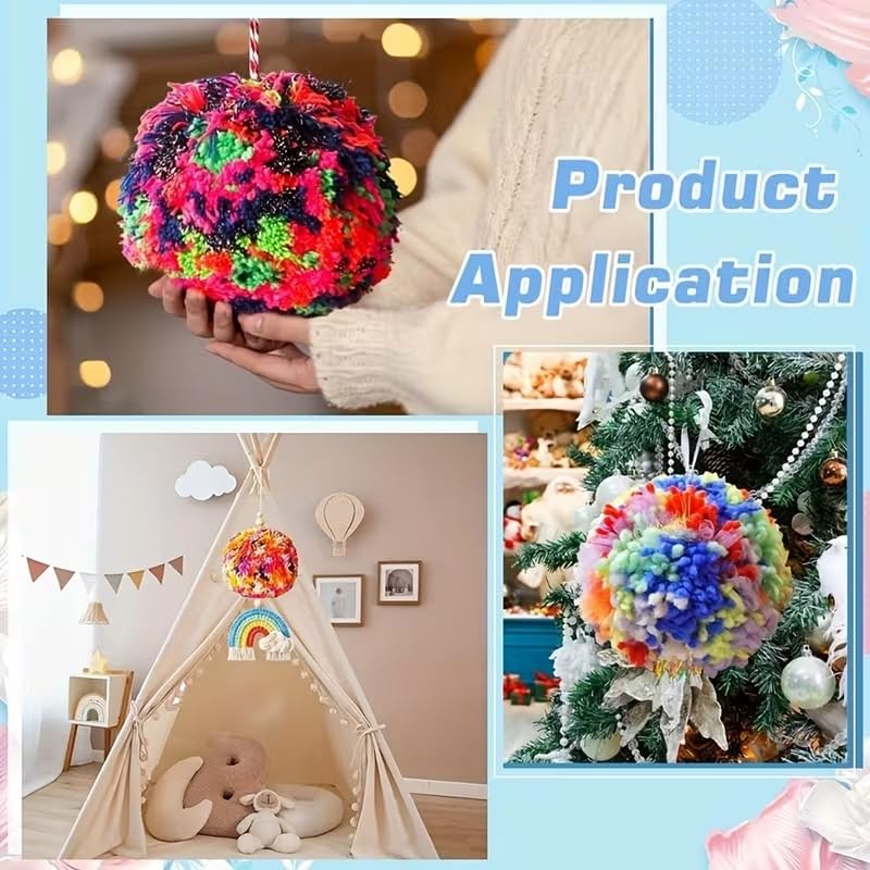 2 Pcs Wooden Yarn Ball Maker – Maker Tool with Colorful Flocking Decorations