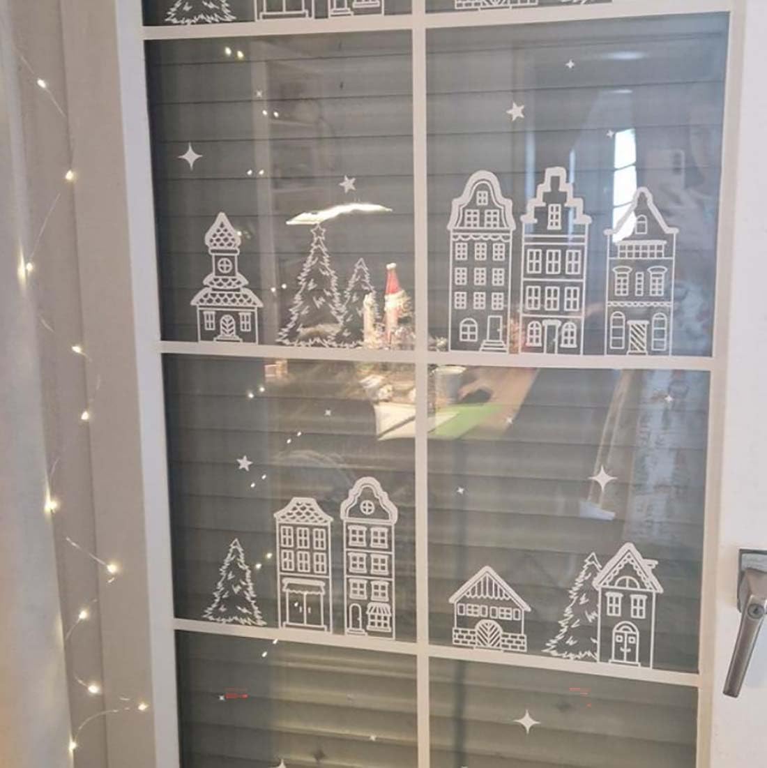 4 Pcs Christmas Window Stencils | Large Reusable Xmas Village House