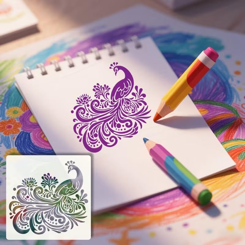 Peacock Painting Stencil | Reusable Plastic Craft Stencil | Decorative Peacock Template