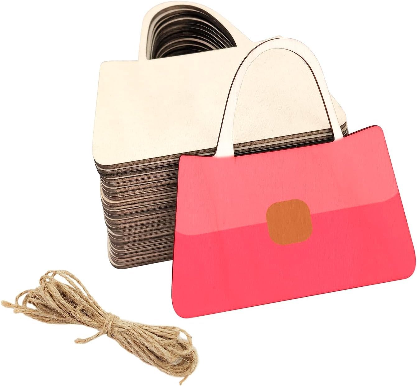 30 Pack 4 Inch Wood Handbag Purse Cutouts Unfinished Wood Handbag Purse Crafts Wooden Handbag