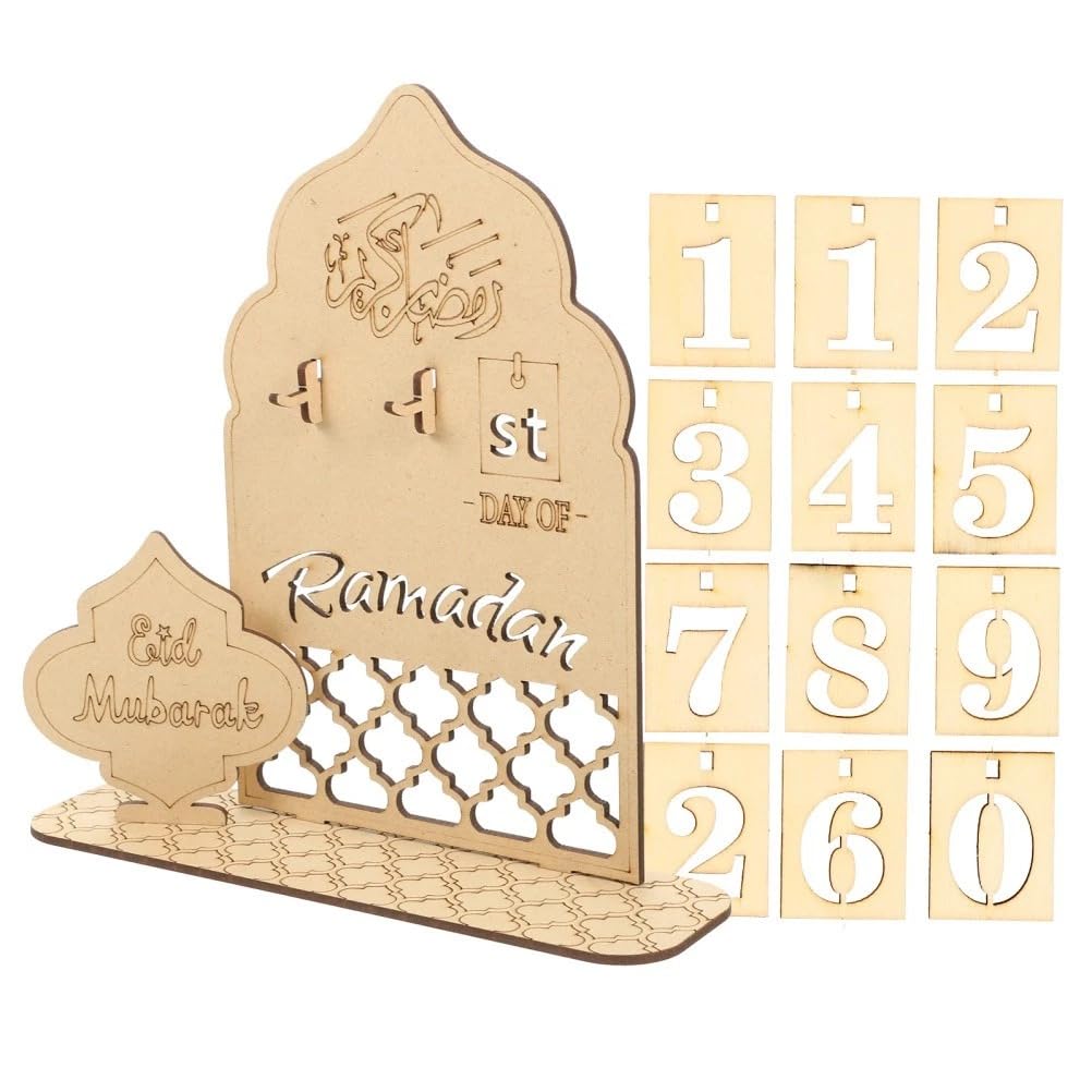Ramadan Calendar Rustic Wooden Countdown Calendar | MDF Ramadan Mubarak Calendar | Eid Mubarak Decoration