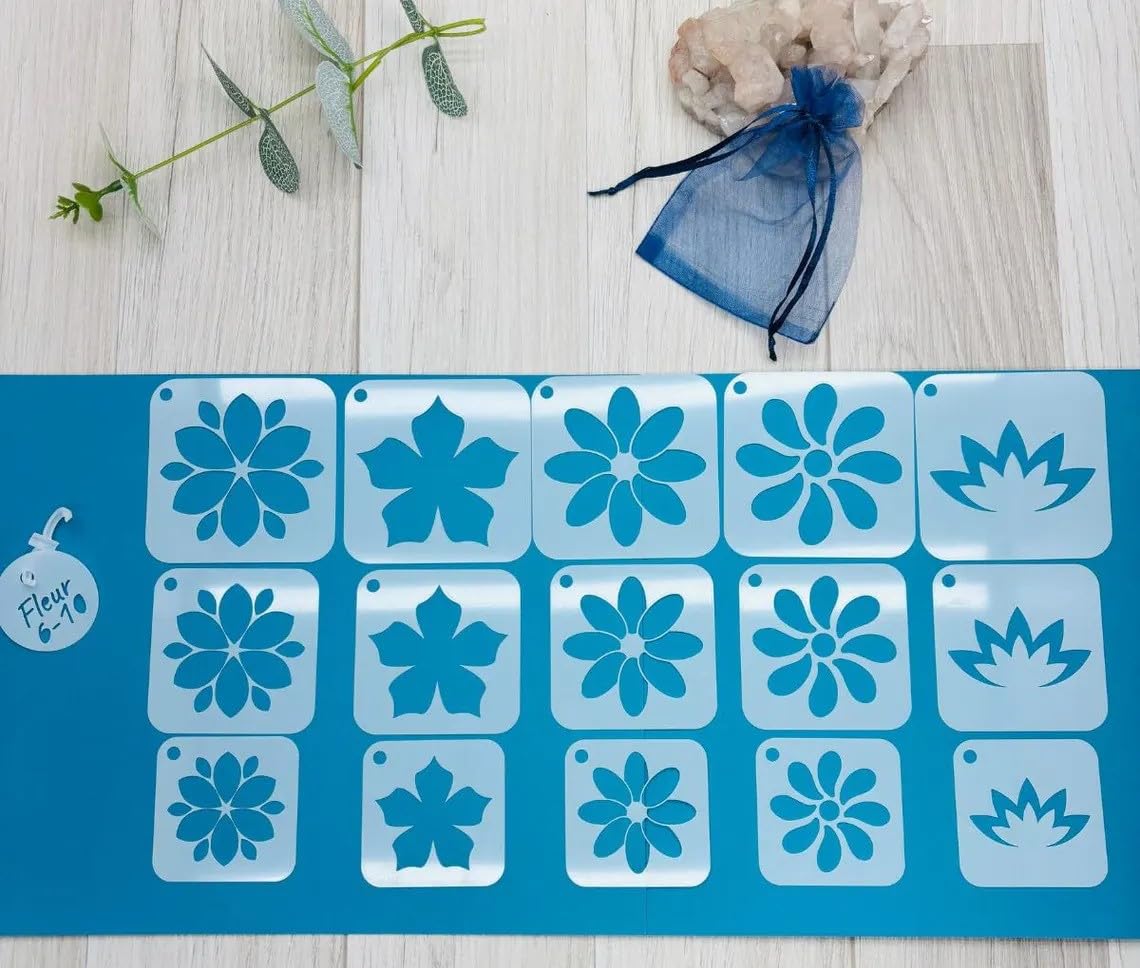 15 PCS Reusable Mandala Stencil Set – Fleur Geometric Dot Art Drawing Templates for Wall