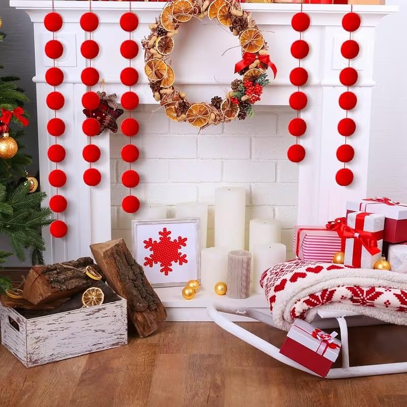 15 Pcs Red Pom Pom Balls (1.97 Inch) – Soft Plush Fabric Balls for Christmas Crafts