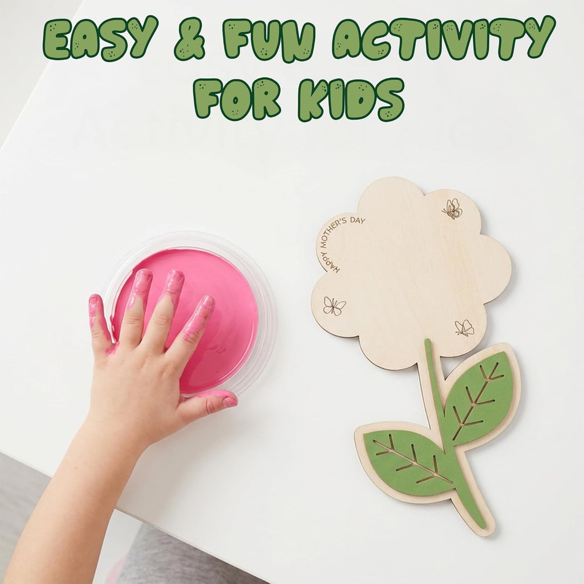 DIY Mothers Day Handprint Wooden Flower Craft for Kids | Rose Bouquet Keepsake