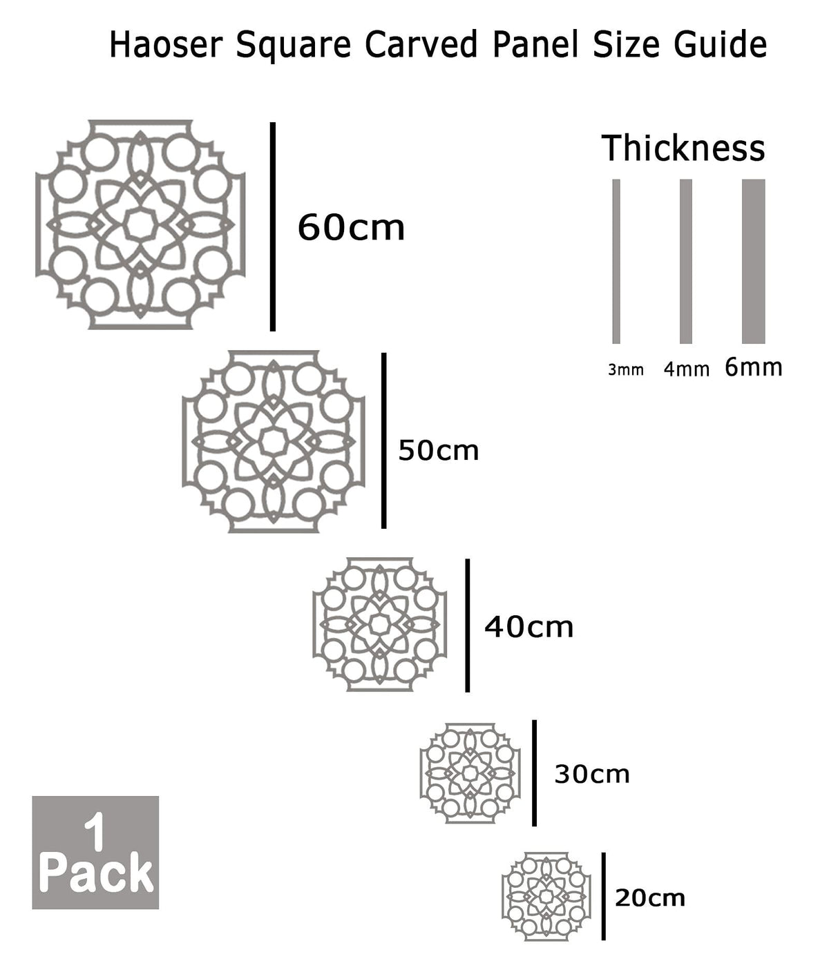 Haoser Pack of 1 Laser Cut Carved Panel for Room Partition/Divider Room, Wall Hanging (Square Panel-14) - Haoser