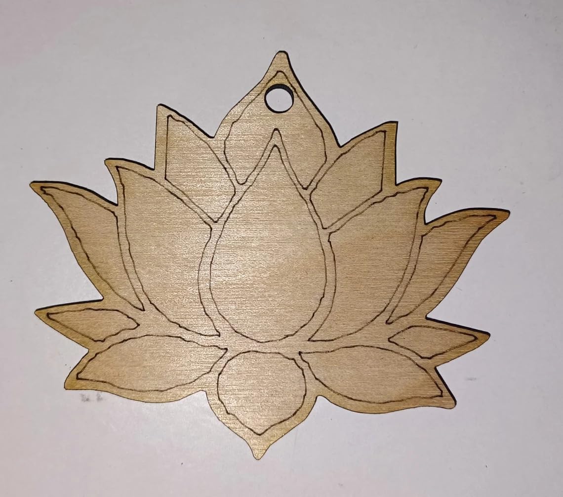 Pack of 10 Wooden MDF Lotus Flower Craft Shapes | 6 Inch Unfinished Wooden Cutouts | DIY Craft Base | Lotus Outline Wooden Shapes for Art, Painting, Decor & Macrame