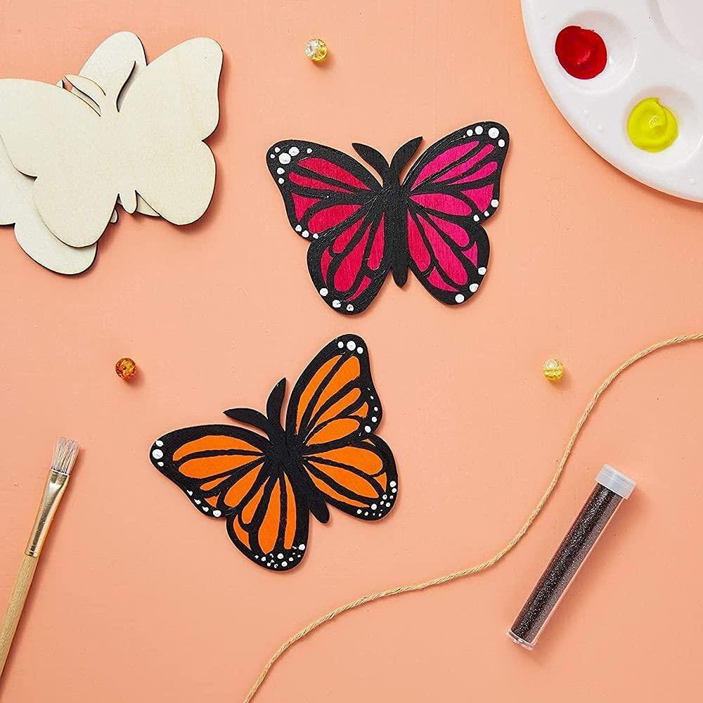 Haoser Wooden Butterfly Coutout Set for DIY Arts Craft Project, Unfinished Butterflies Versatile Wooden Set (3.7 x 2.7 in, 24 Pcs) - Haoser
