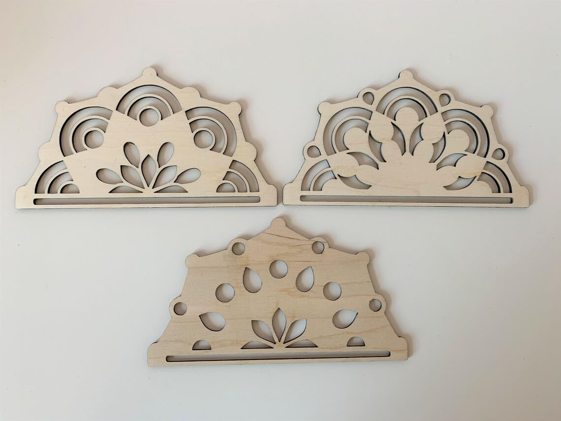 Pack of 3 Wooden MDF Macramé Wall Hanging Base Blanks | Mandala & Boho DIY Craft Frames for Crochet, Resin & Handmade Wall Decor (6x4 Inch)