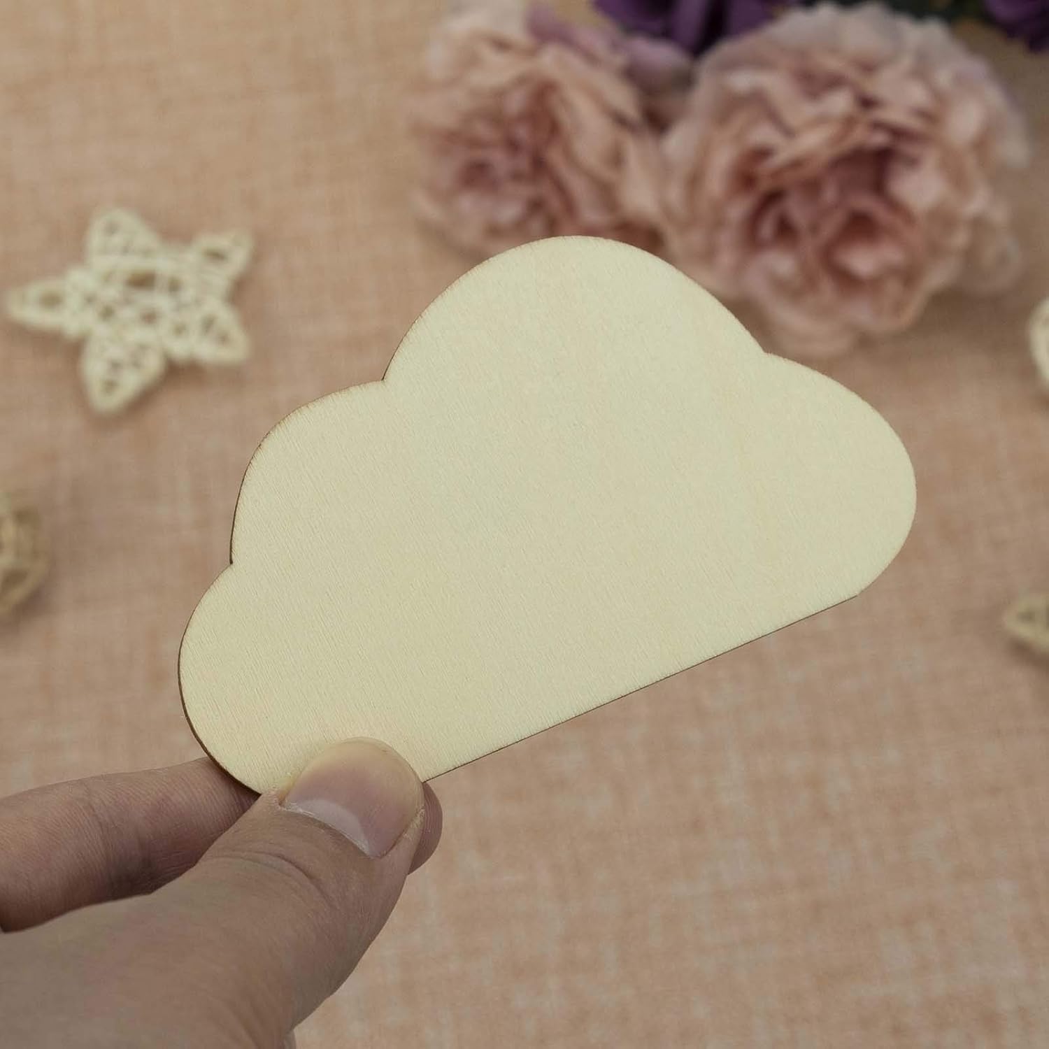 20 Pcs Wooden Cloud Shaped Cutouts Unfinished Wood Tags for DIY Crafts, Painting