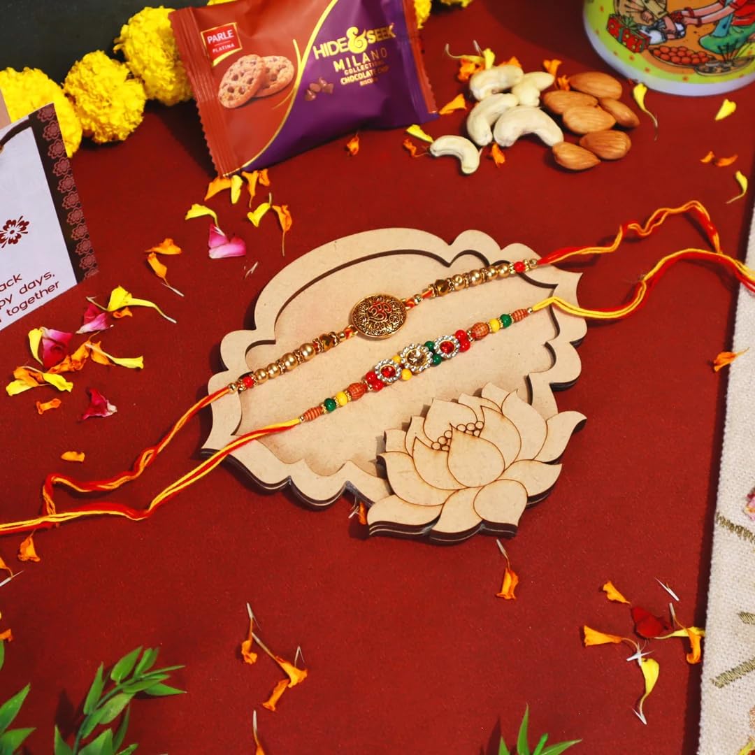 Pack of 2 Mini Platter Photo Magnet – 2-Layer Wooden MDF Gift for Rakshabandhan