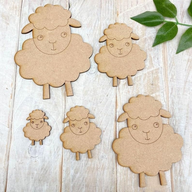 DIY MDF Craft Shapes, Wooden Lamb Embellishm, Easter Decorations, Unfinished Ornamentsa for Craft, Home Decor Itmas, 4 Inch