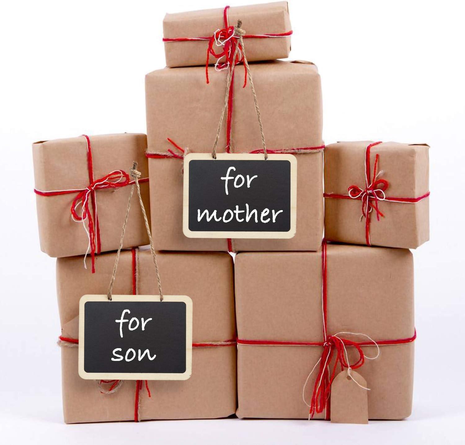 Haoser Chalkboard Tags with Jute Twine, Mini Erasable Chalkboards with Hanging String, Wooden Mini Chalkboard Signs, Hanging Chalkboard Labels, Price Tags, Message Tags - Haoser